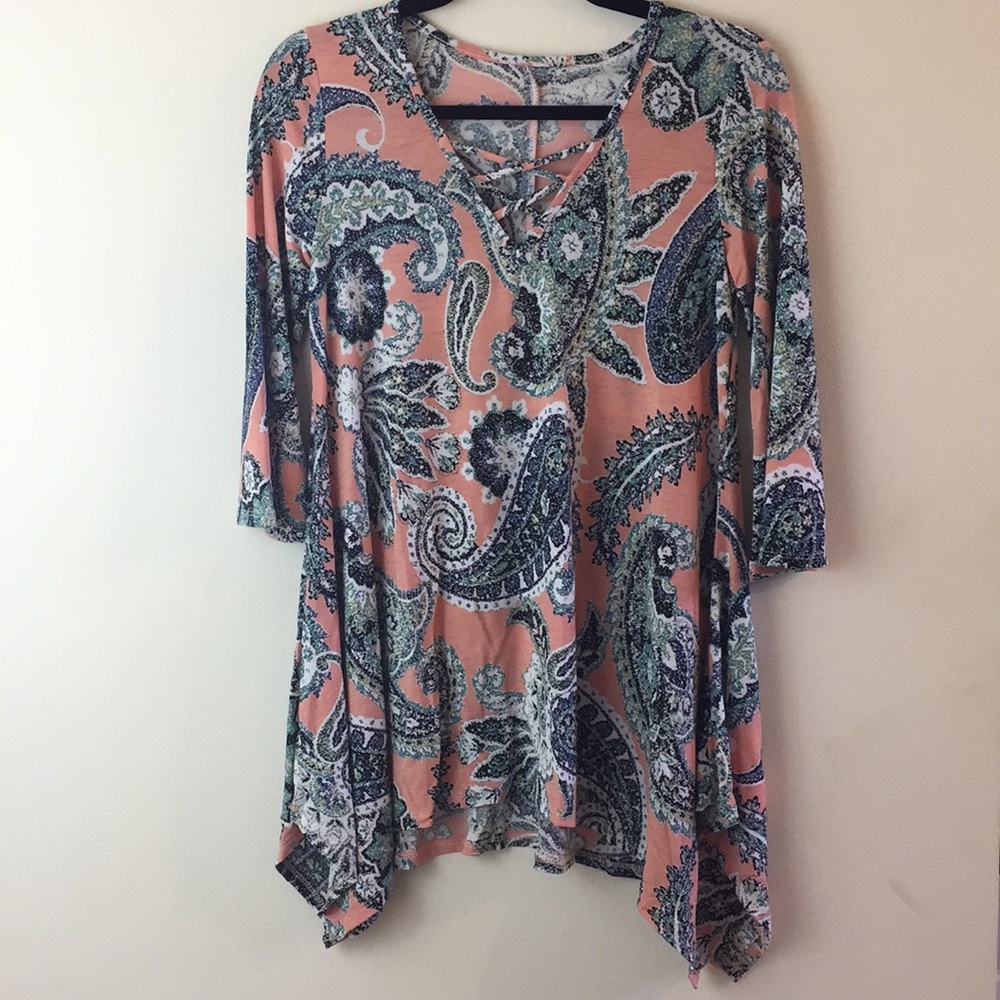 Paisley Tunic Top 3/4 Sleeve